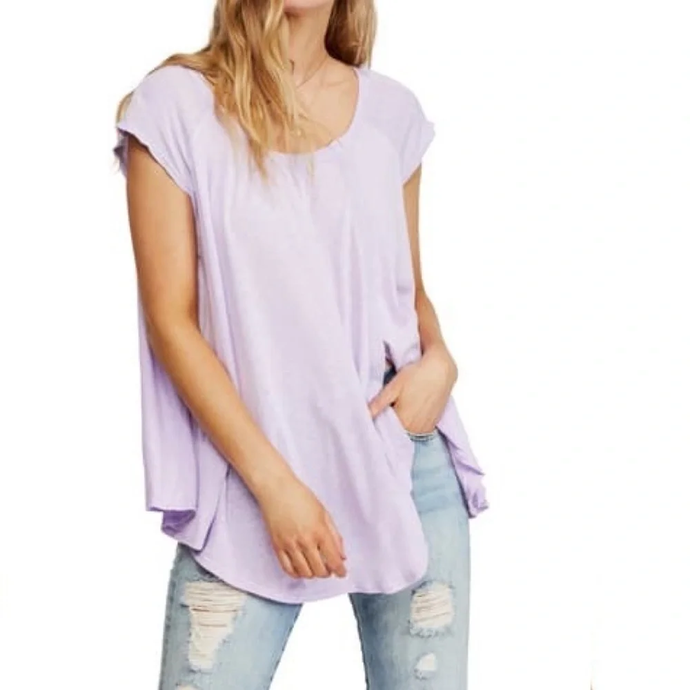 NWT Free People Keep it Casual purple tee shirt